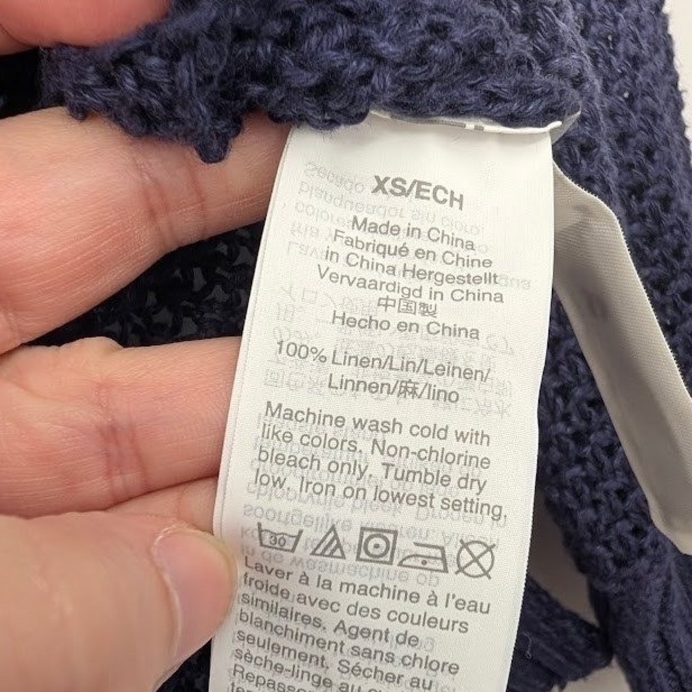 J.Crew Women's Monaco Blue Raw Indigo Ombre Dip-Dyed Beach Linen Sweater NWT XS - Picture 5 of 5